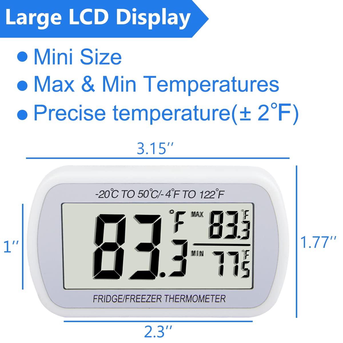 Refrigerator Thermometer Digital Fridge Freeze Roo