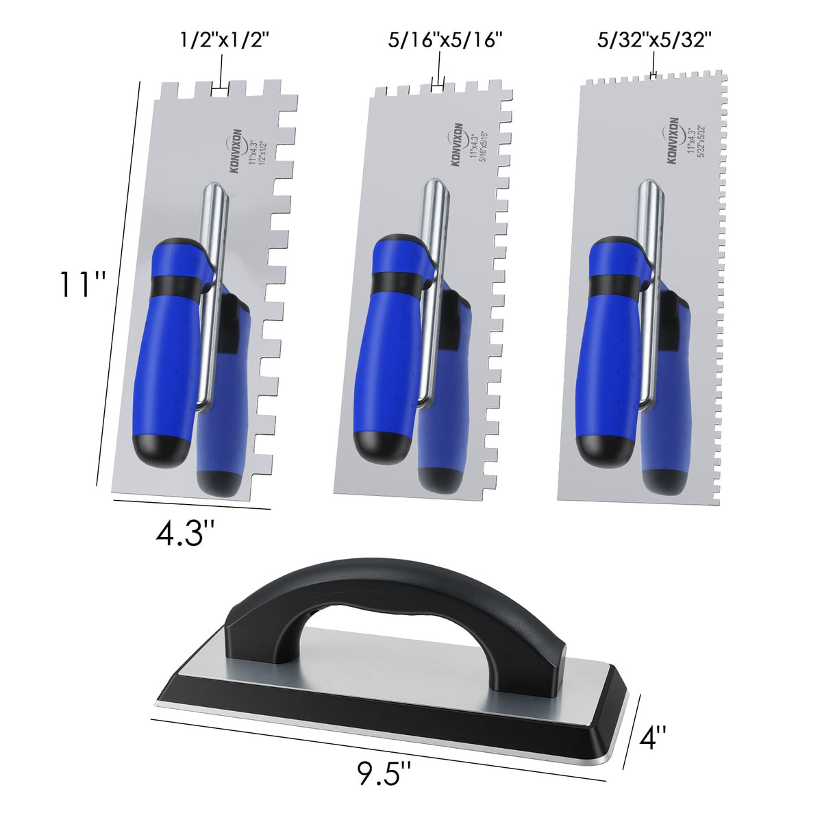 Konvixon 9PCS Tile Trowel Set, 2 Margin Trowels Included for Tile Setting