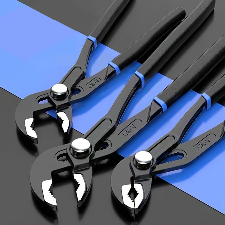 Channel Locks Plier Set of 3, Quick Adjust Groove Joint Pliers Set 7-inch, 10-inch, 12-inch, Groove Wrench Plier, Water Pump Pliers, Durable CR-V Steel Tongue
