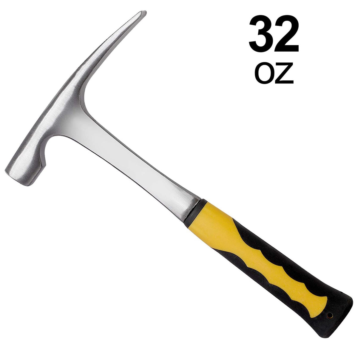 KEILEOHO 2 Pack 32 oz Forged Brick Hammer, Geologist Flat head Rock Pick Hammer, All Steel Geologist Hammers, Bricklayer's/Mason's Hammers with Non-Slip Shock Absorbing Grip for Mining