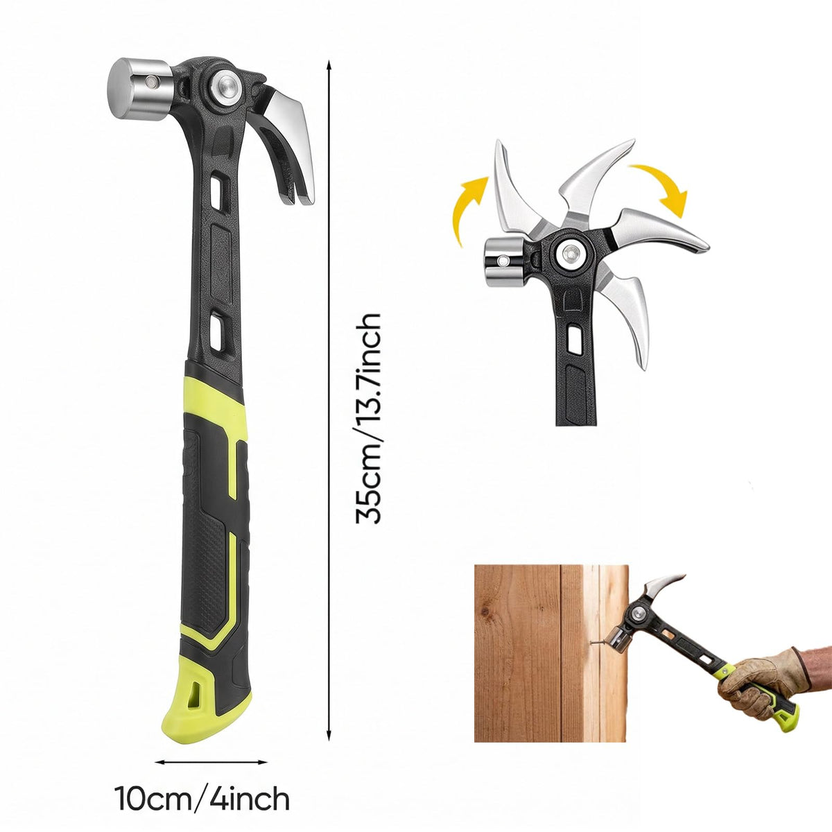 Sakerplus Multifunctional Adjustable Indexing Rip Claw Hammer