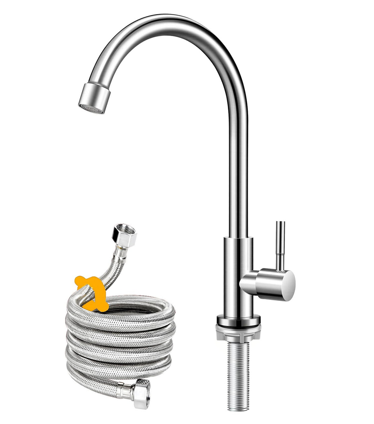 Brushed Nickel Cold Water Only Faucet SUS304 Stainless Steel Single Handle Single Hole Cold Water Sink Faucet for Kitchen,Outdoor
