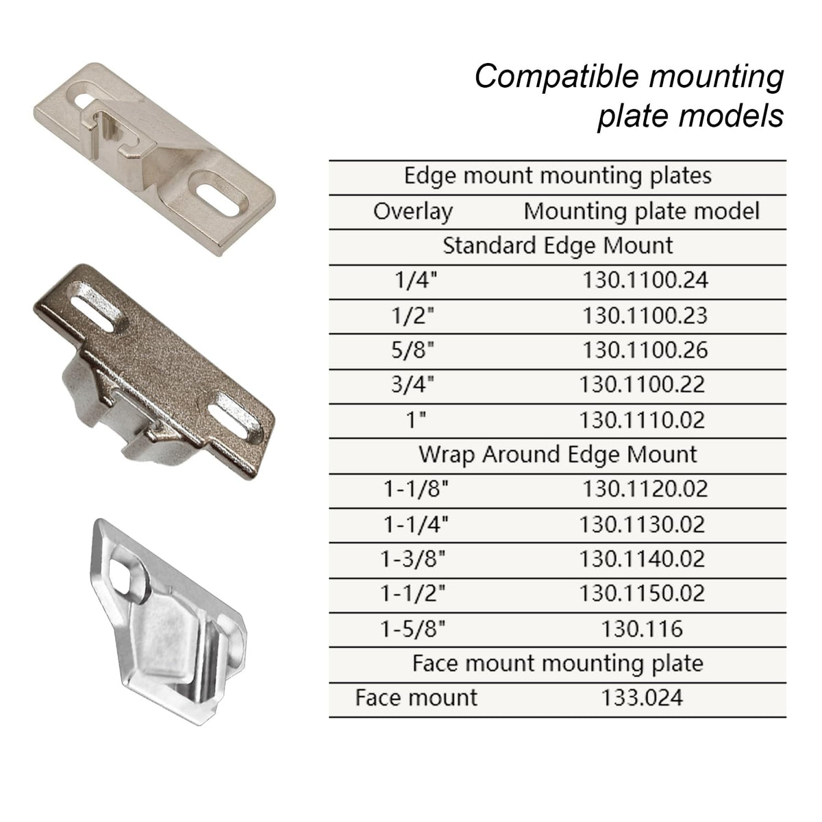 Replacement for Blum 30.310-11.02 Compact 33 Cabinet Hinges, 8-Pack