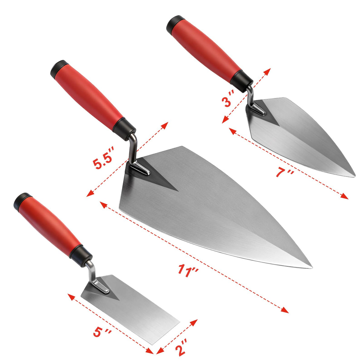 CRAFTZONE 6-Pieces Masonry Hand Tool Set, Brick, Pointing, Margin, Tuck Pointing Trowel & Convex Brick Jointer