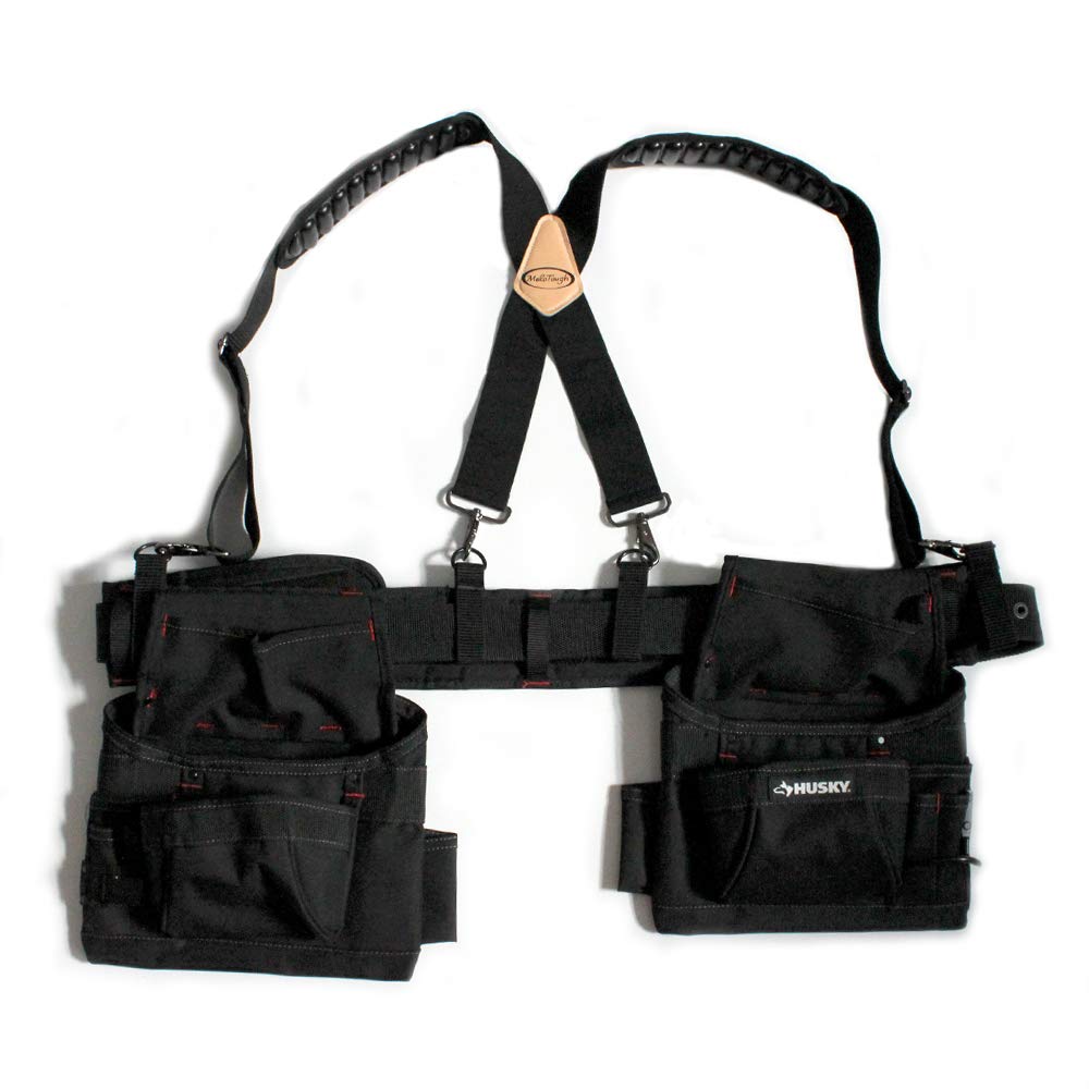 MELOTOUGH Tool Belt Suspenders Work Belt Suspenders Flexible Adjustable Straps with Moveable Padded Shoulders with 4 Loop Attachments