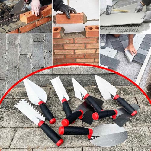 YLTOLOO 8 Pack Masonry Hand Tool Set, Brick/Margin/Gauging & Bucket Trowel