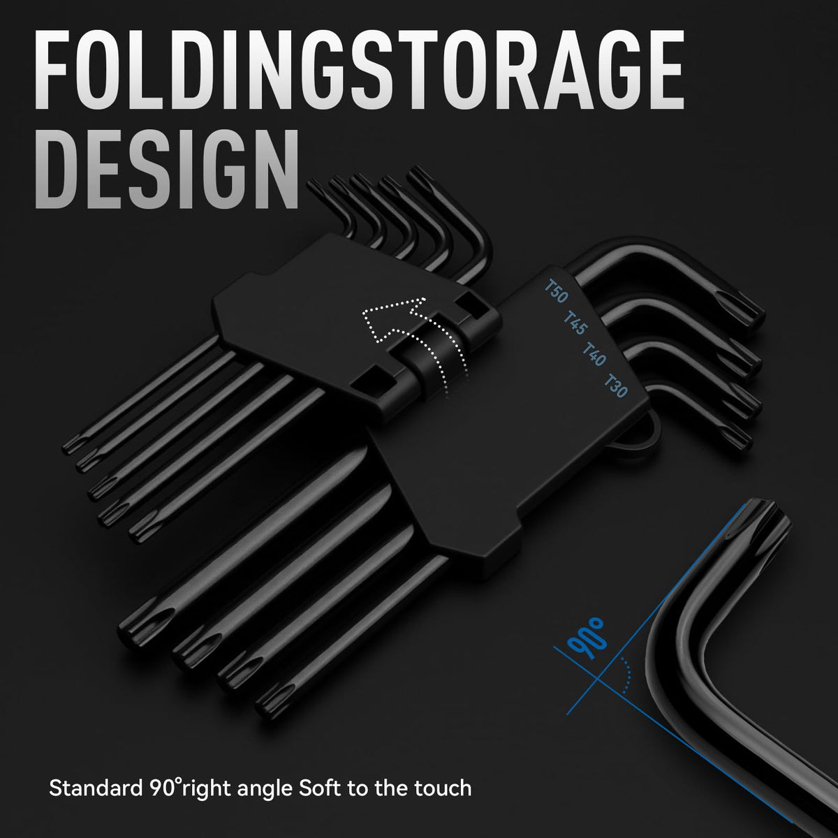 DISEN 36PC Allen Wrench Set, SAE & Metric Hex Key Set Torx Star Key Set, Long Arm Ball Head Design with T-Handle, Heat Treated Chrome Vanadium Steel
