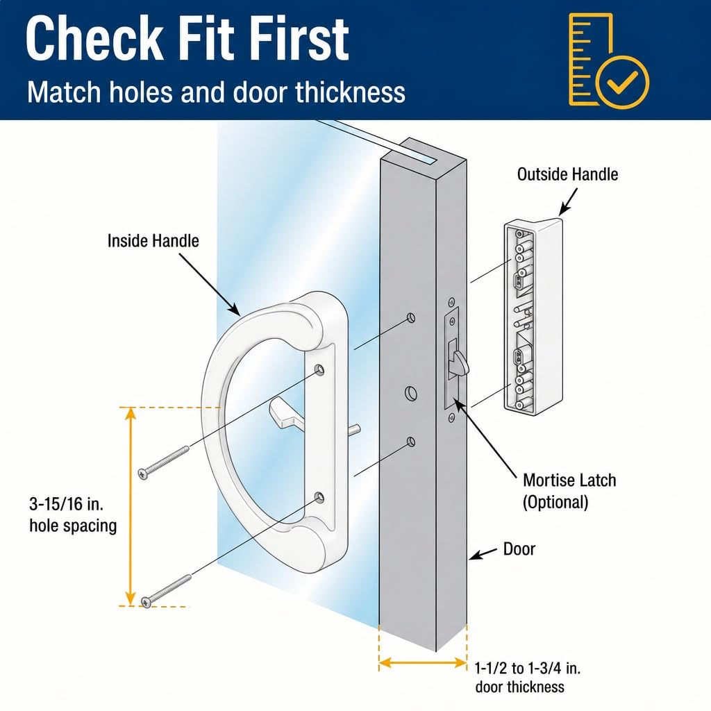 PRIME-LINE Mortise Sliding Patio Door Handle Set, Non-Keyed