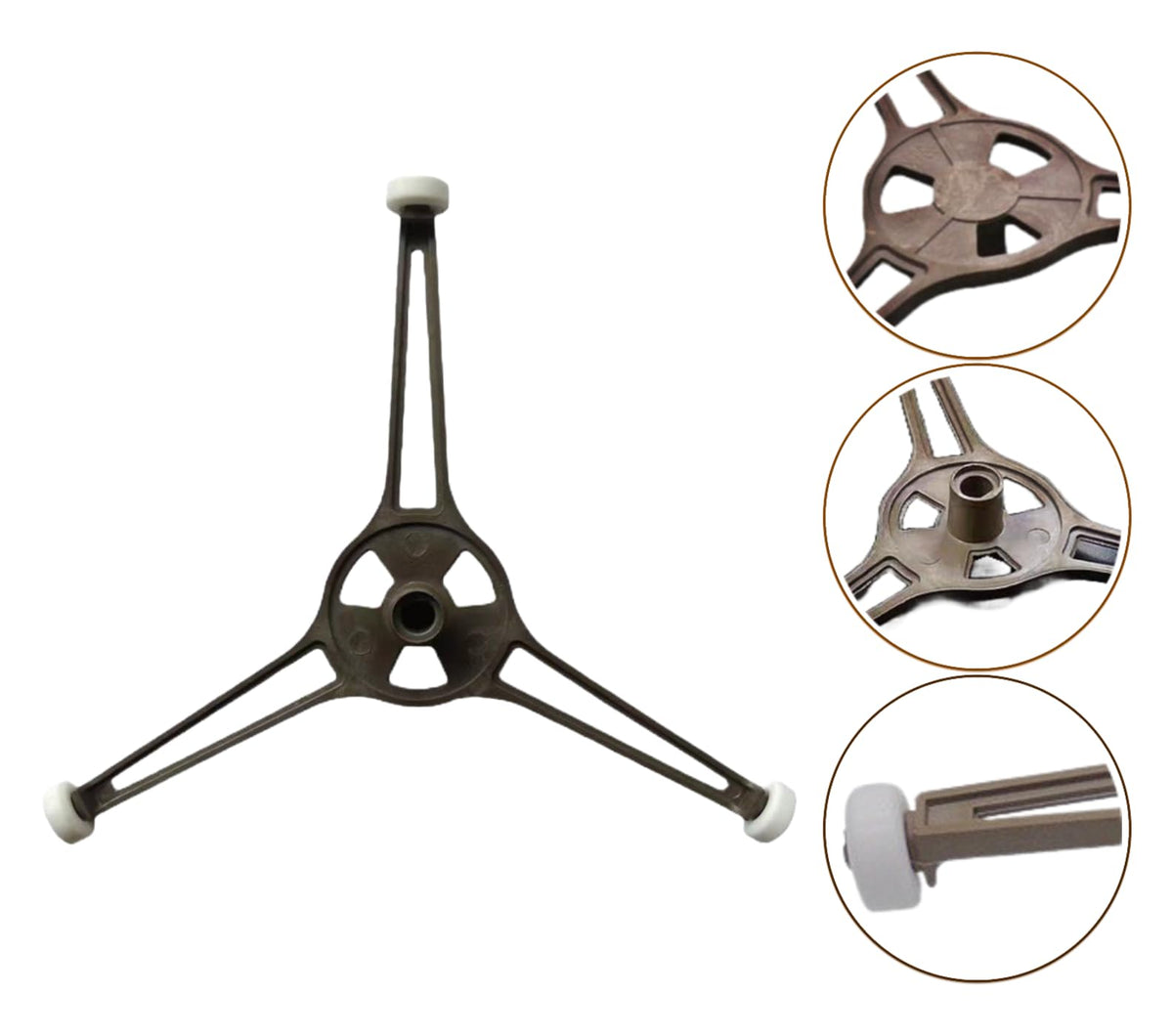 1-Pack Microwave Oven Flat Turntable Ring Roller Glass Plate Tray Triple Arm Rotating Support Holder with Wheels Rotating Ring Roller Replacement Arm - Length 3.54" / 9 cm Microwave Plate Replacement