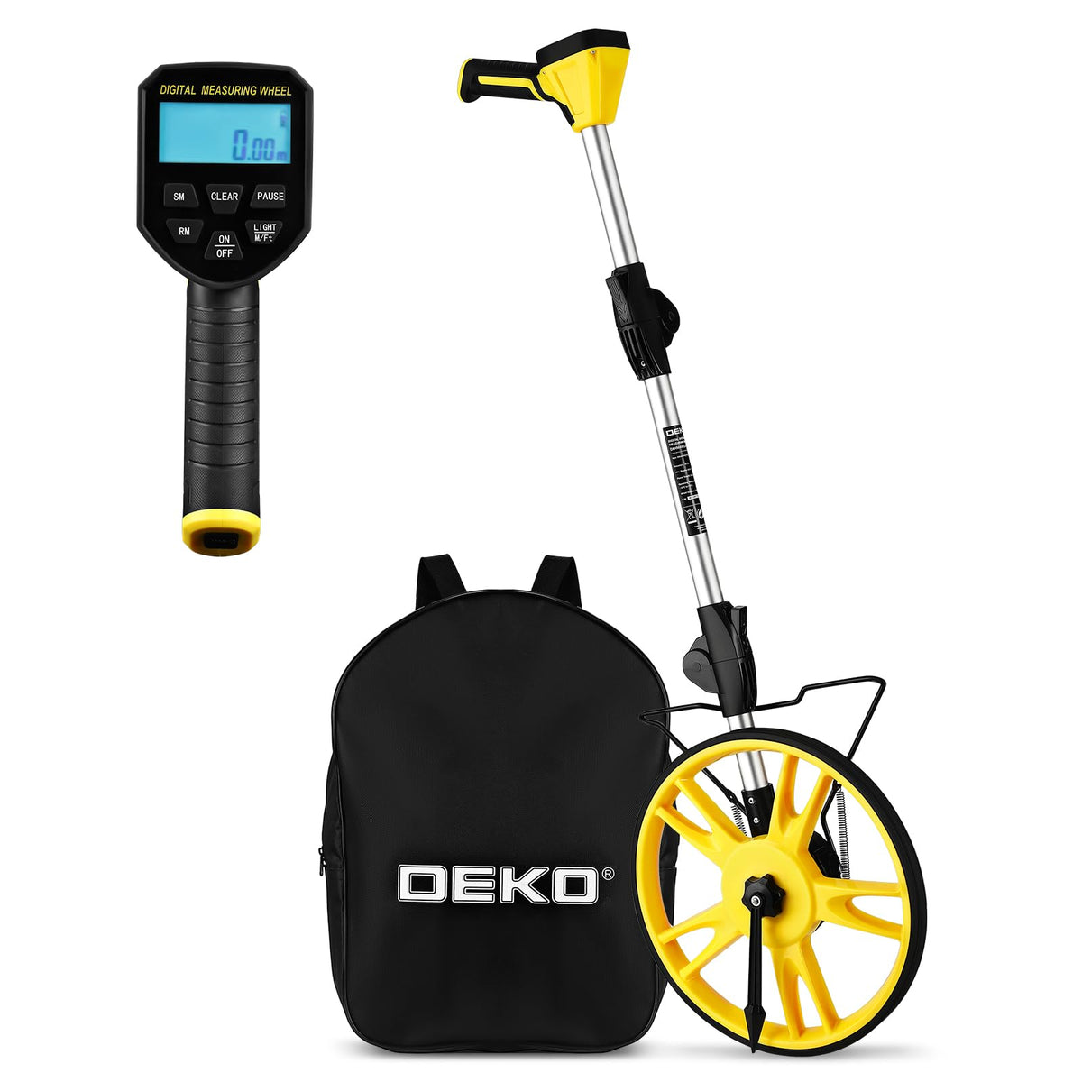 Measuring Wheel: DEKOPRO 4V Digital Measuring Wheel in Feet, 12.5 Inch 99,999Ft/ 99,999M Digital Display Folding Wheel Measurement Roller with Storage Bag