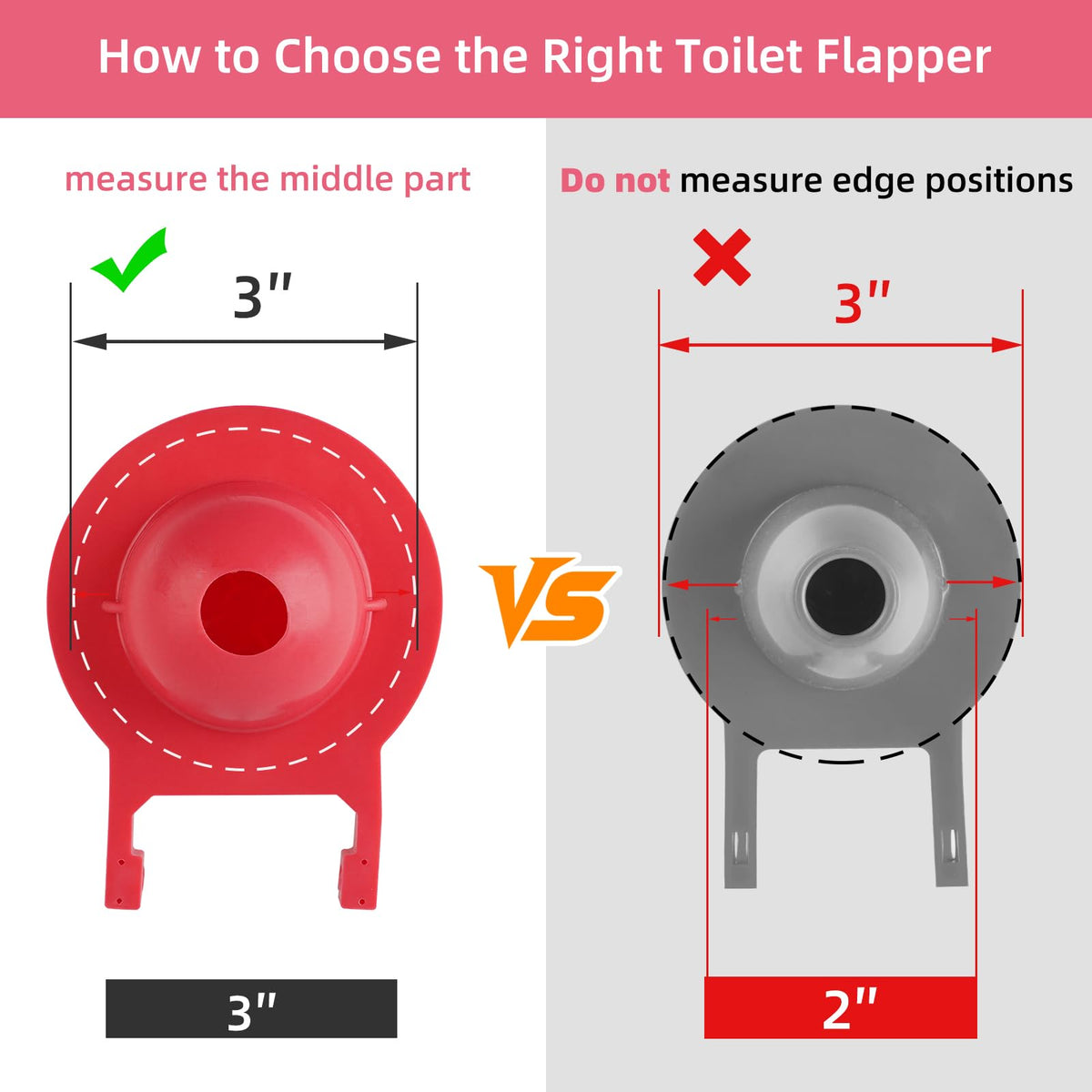 Hibbent 2 Pack 3-Inch Toilet Flappers, Compatible with TOTO, Red