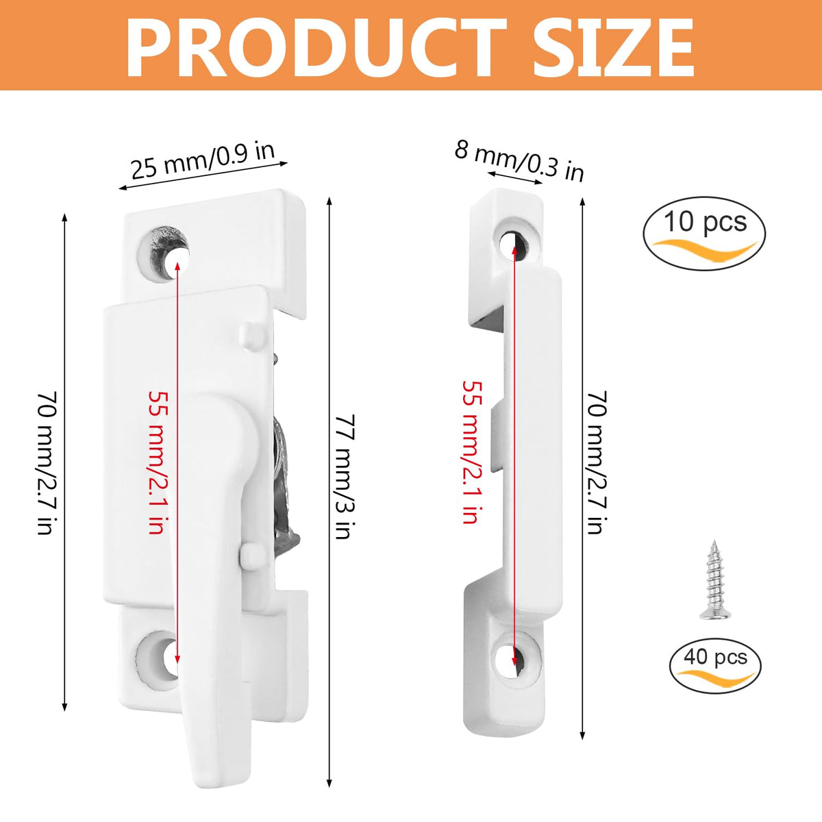 JEEJINYAN 10 Pack Cam Action White Window Sash Locks, Security Window Latches Replacement Sash Lock, Replacement Sash Lock for Horizontal Sliding Windows and Vinyl Single or Double Windows