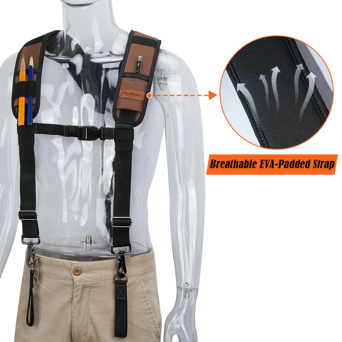 WELKINLAND Heavy-Duty Tool Belt Suspender, 3 Point Tool Belt Suspenders