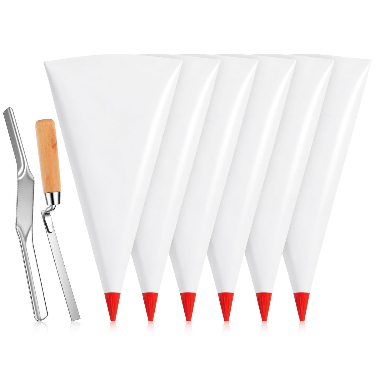 Bnuxpuuo 6 Pcs Mortar Bags Heavy Duty Tile Grout Masonry Mortar Bag with Brick Jointer & Tuck Pointer, 13 x 24 Inch Grout Piping Bag for Tile, Cement Sealer Bags for Installation Work (Red)