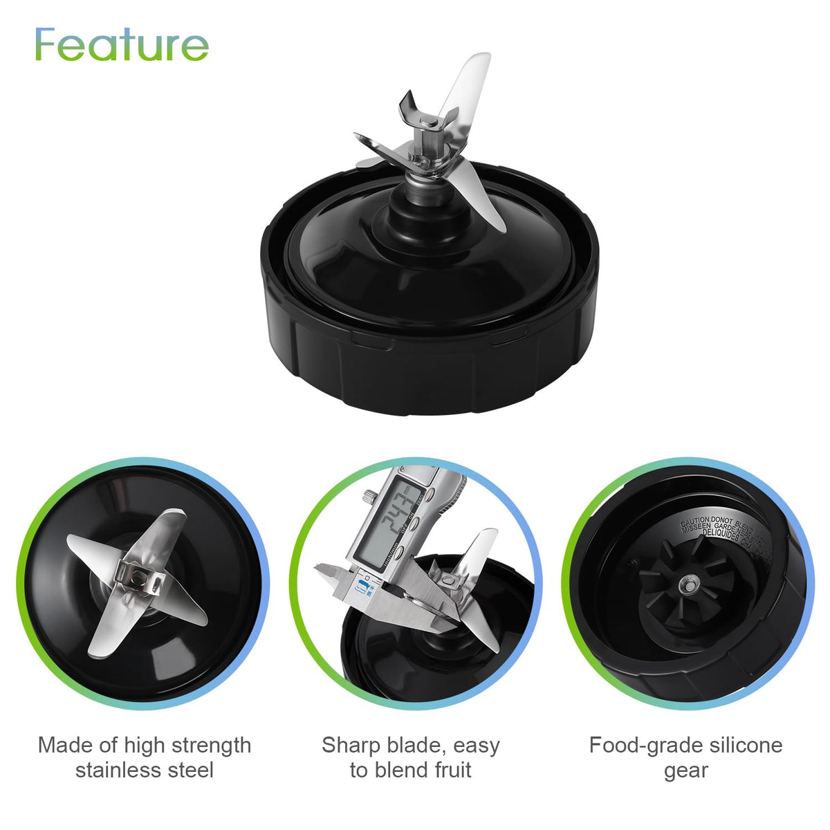 MEET JUICE 7-Fin Blender Replacement Parts for Ninja BL480 BL640 BL642 – 24oz Cup with Lid and Blade, Fits 7-Fin Drive Systems Only