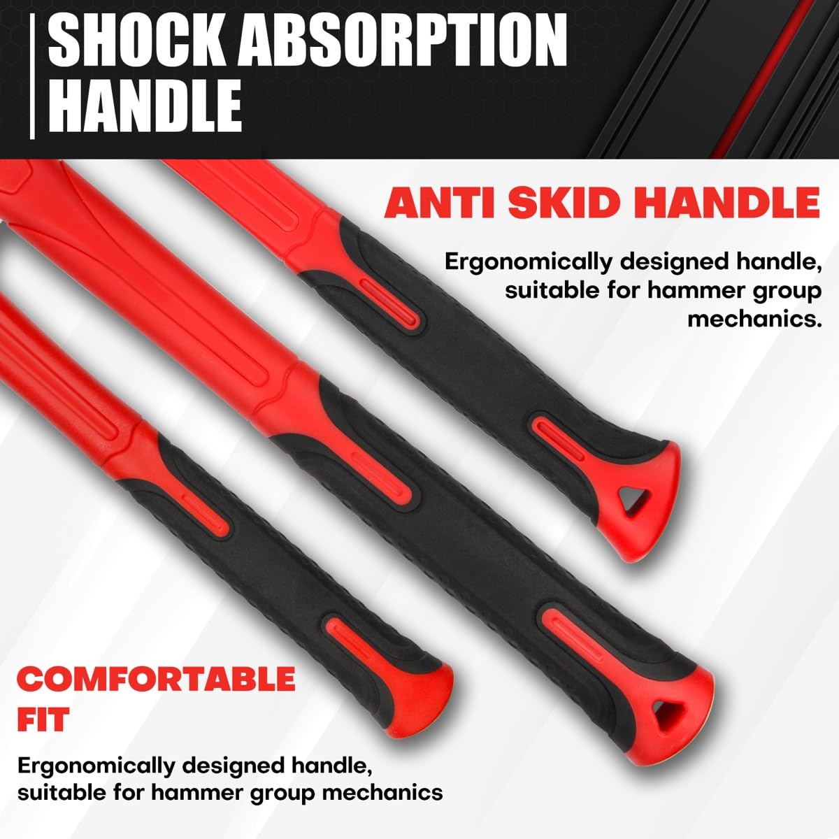 C&T 5-Piece Hammer Set, 16oz Ball Peen Hammer, 32oz Ball Peen Hammer, 32oz Rubber Mallet, 3lb Sledge Hammer, 3lb Cross Peen, Fiberglass Handle & Mallet Set
