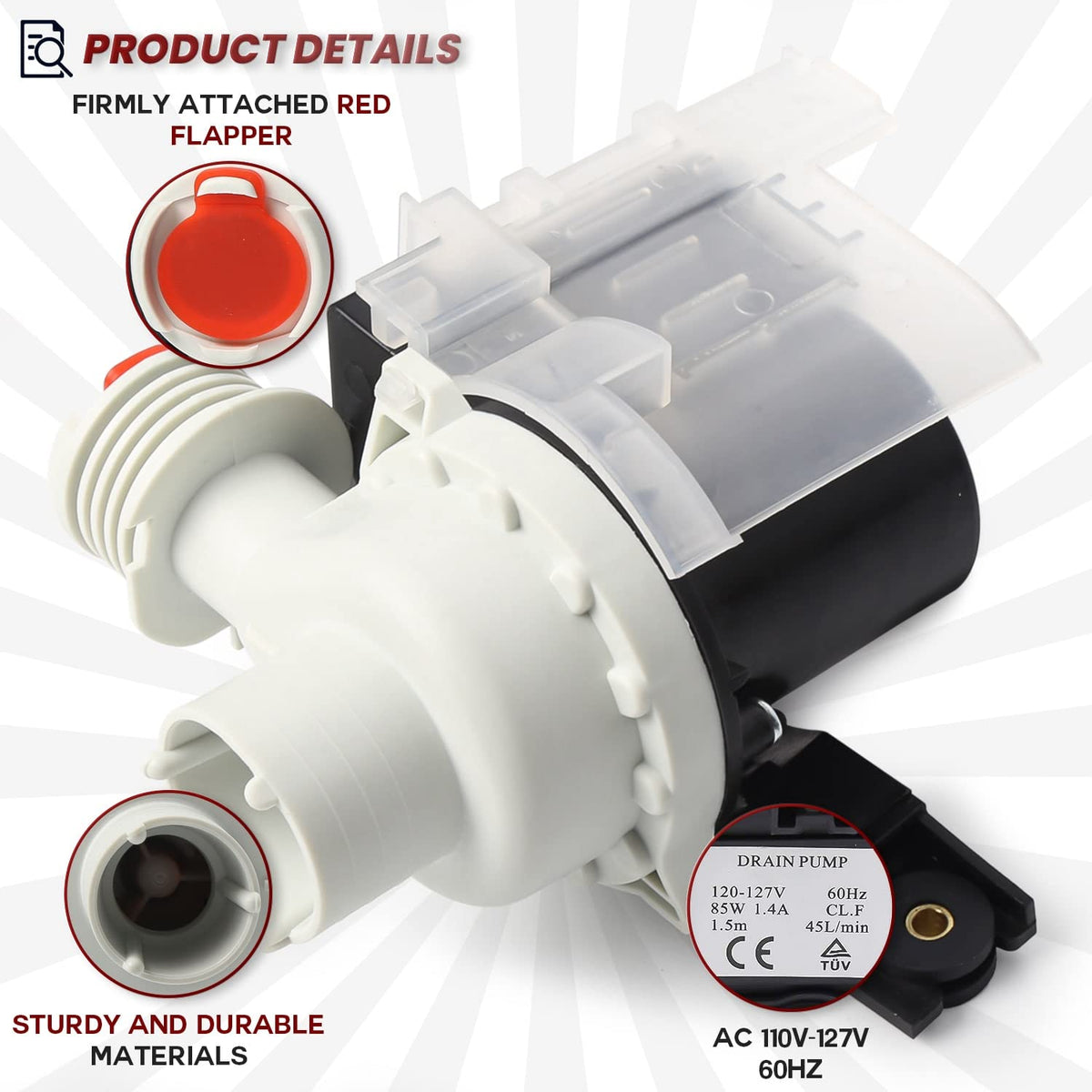 Seentech UPGRADED 137221600 Washer Drain Pump Kit - Compatible for Electrolux KENMORE Frigidaire Washer - Replace 137108100 AP5684706 134051200 134740500 134740800 137108100 137151800