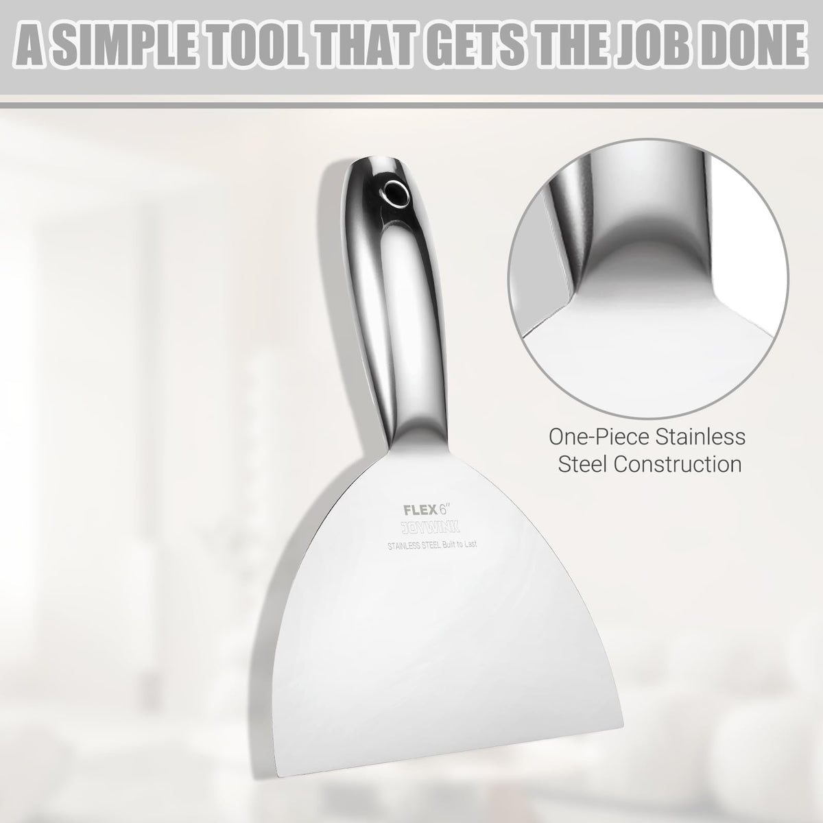 Putty Knife Set, 4Pcs 2",3",4",6" One Piece Putty Knives for Spackling