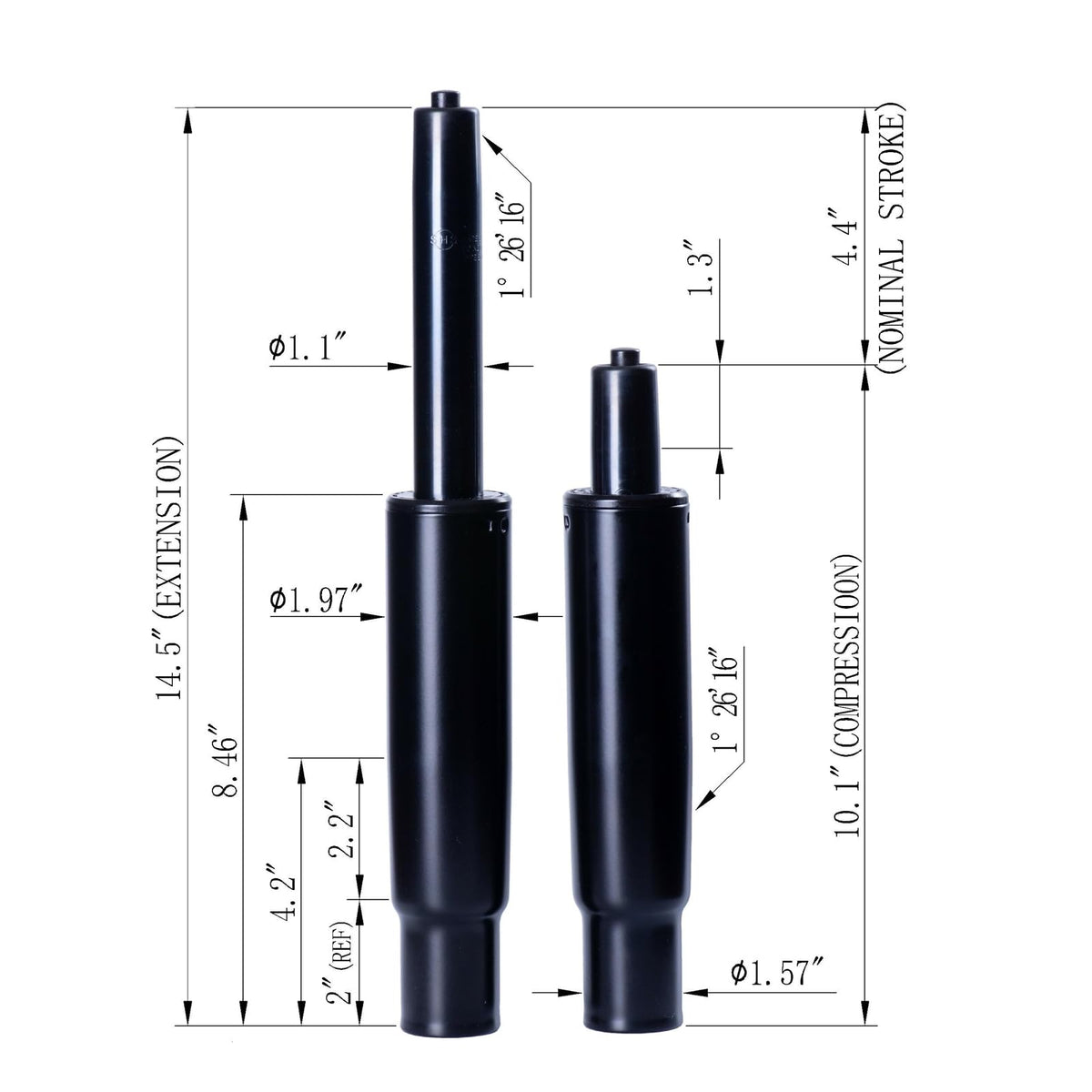 Office Chair Cylinder Replacement 4.4" Stroke, Universal Fit
