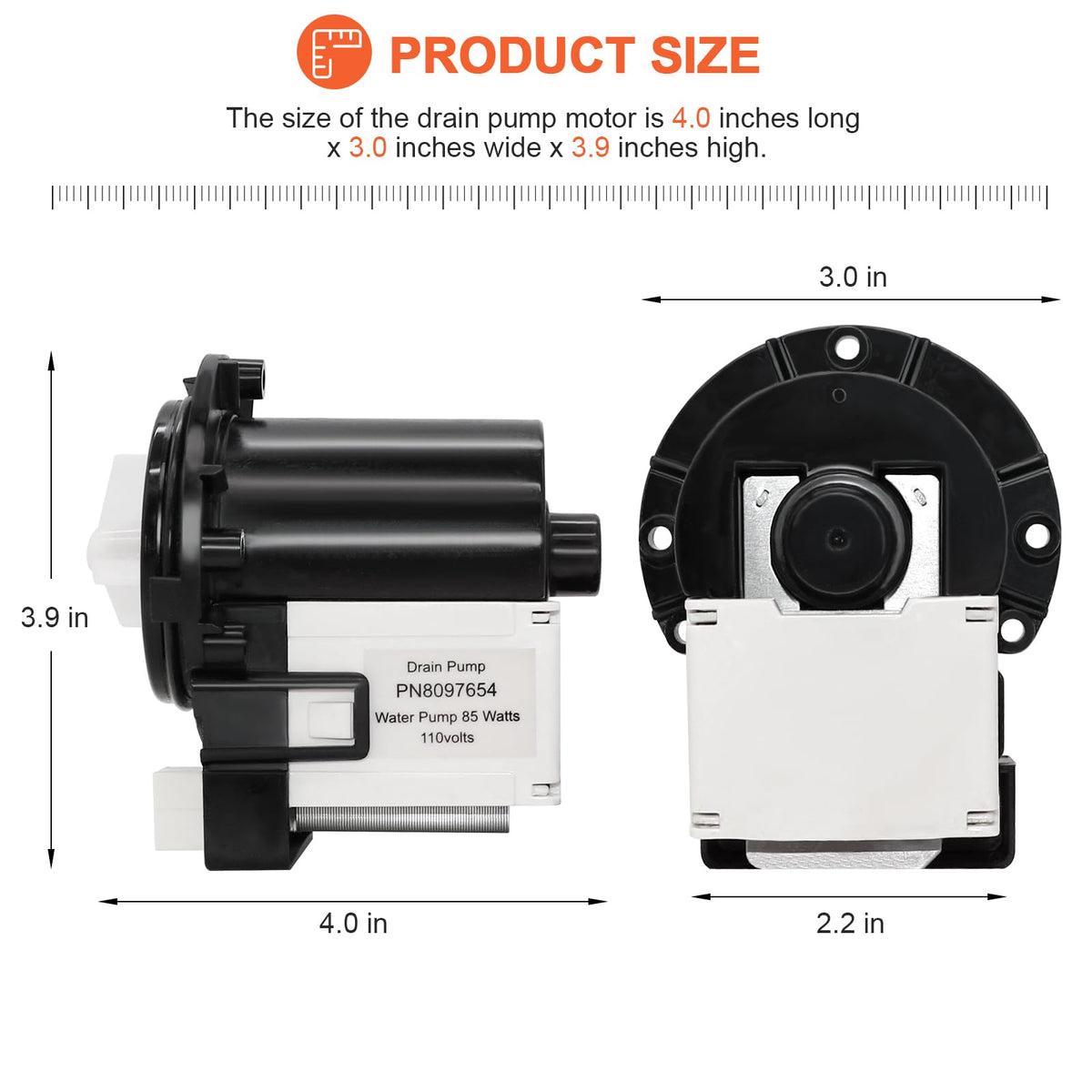 【2026 UPGRADED】DC31-00054A Washer Drain Pump Water Motor Assembly (85 Watts 110 Volts) by Beaquicy - Replacement for Ken-more Sam-sung Washing machine - Replaces DC31-00016A AP4202690 62902090