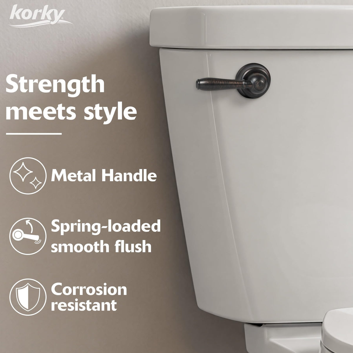 Korky Strongarm Metal Toilet Handle & Lever in Oil-Rubbed Bronze - 6081