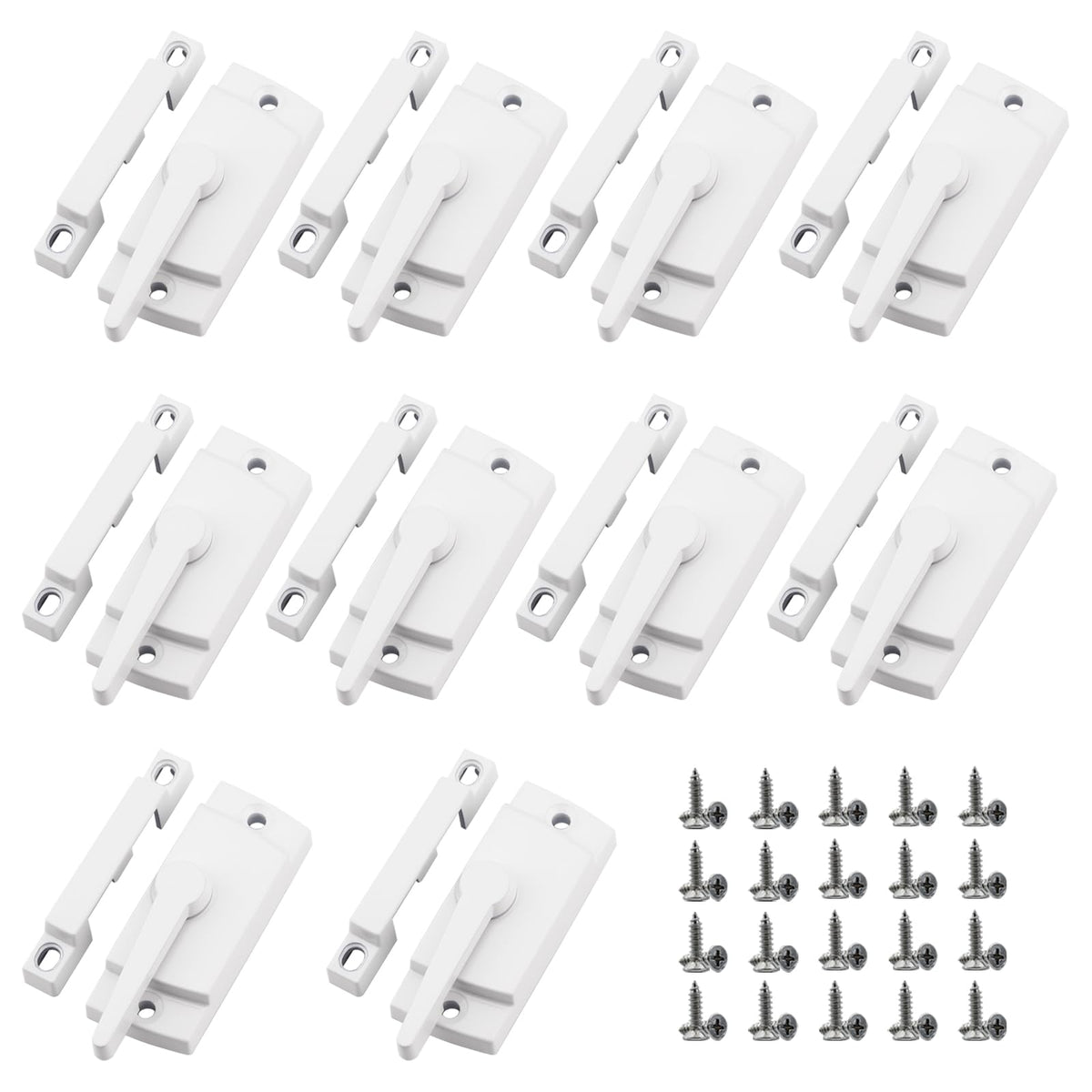 10 Pack Window Sash Locks - Cam Action Security Window Latch Replacement for Single/Double Hung, Vertical, Horizontal Sliding Windows, Window Locks for up and Down Windows
