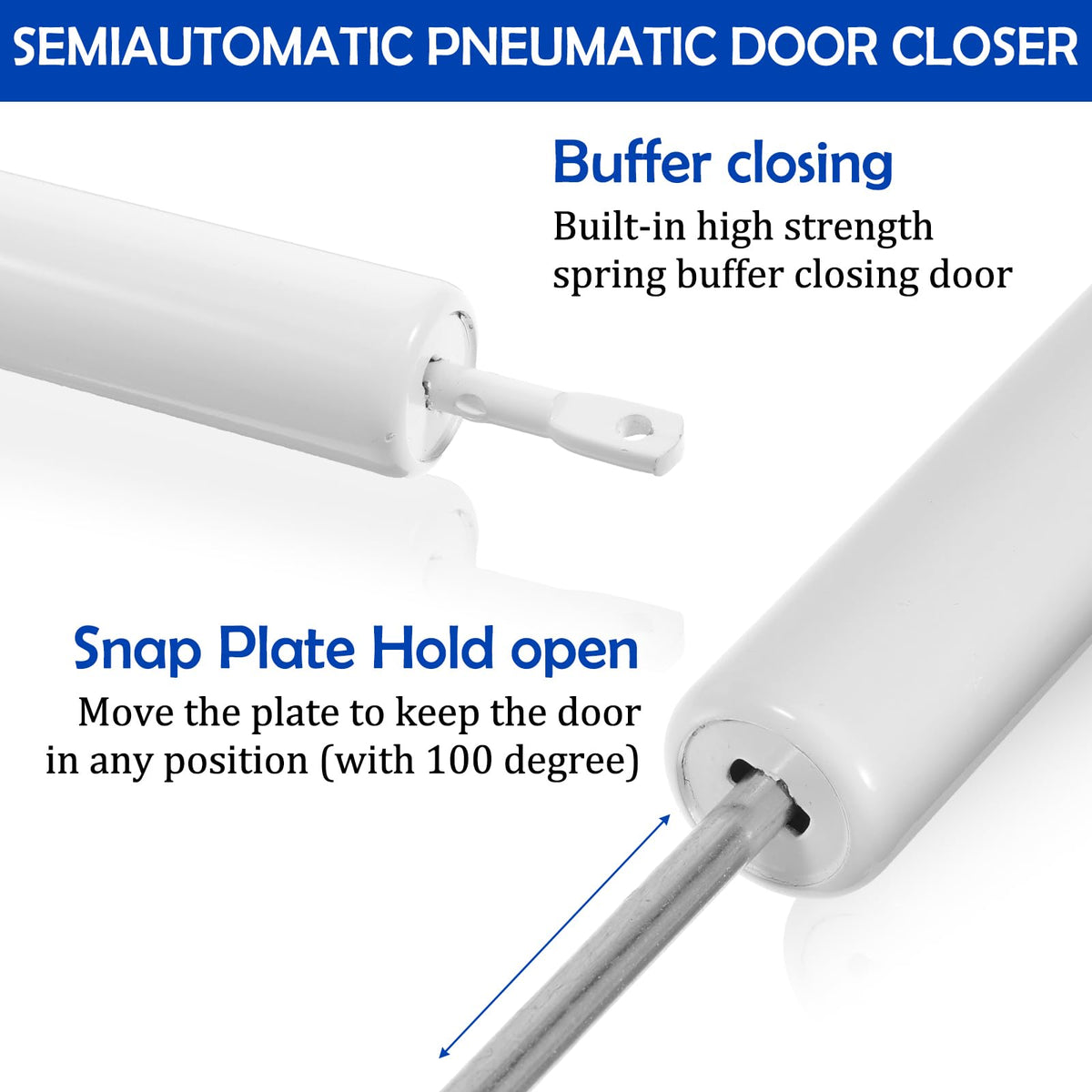 2 Set Heavy Duty Screen Door Closer, Durable Screen Door Spring Closer Shock Replacement System, Rust-Proof White Aluminum Alloy Easy to Install
