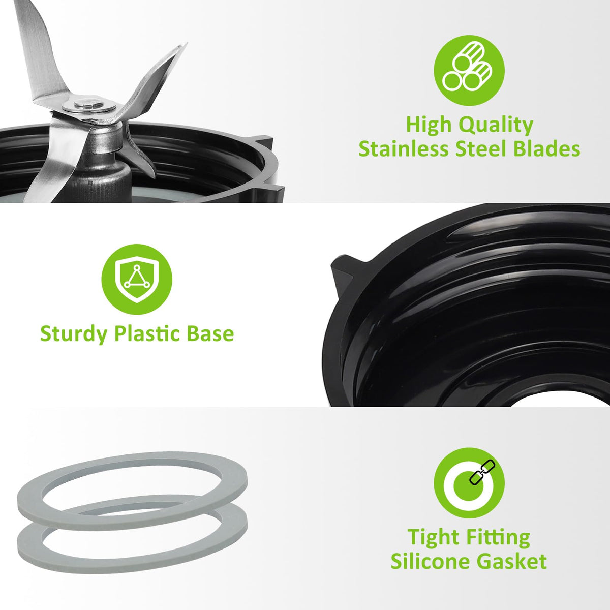 Ice Blade & ABS Base with 2 O-Ring Gaskets, Compatible with Oster Blender