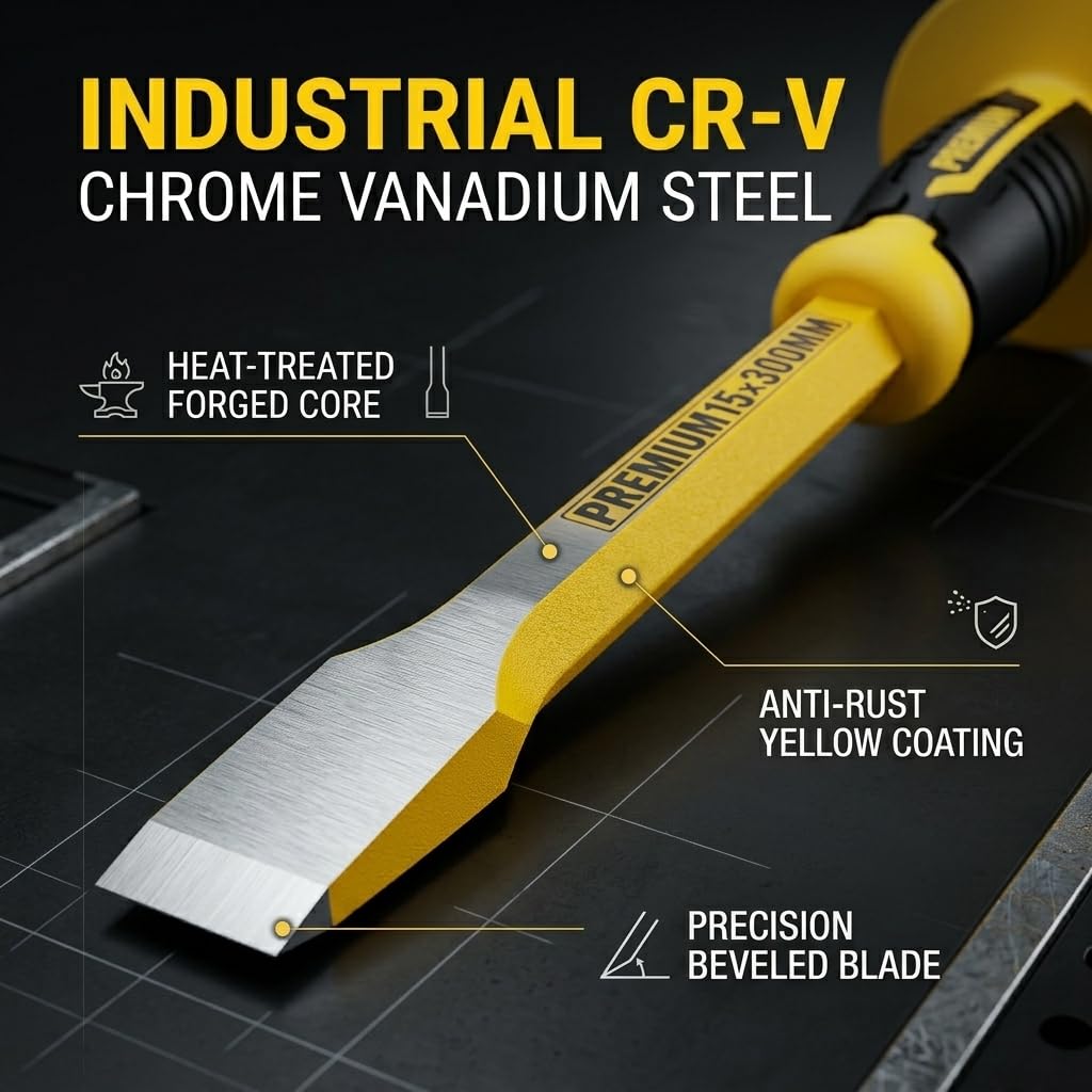 Faxdrts 3Pcs Heavy Duty Masonry Chisel Set for Concrete & Masonry Demo
