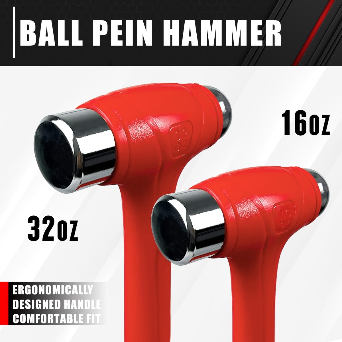 C&T 5-Piece Hammer Set, 16oz Ball Peen Hammer, 32oz Ball Peen Hammer, 32oz Rubber Mallet, 3lb Sledge Hammer, 3lb Cross Peen, Fiberglass Handle & Mallet Set