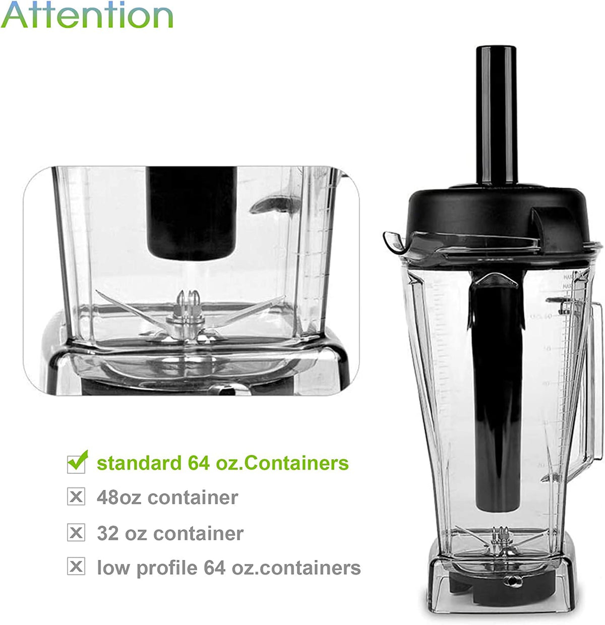 Blender Replacement Part Tamper Tool Compatible with Vitamix Classic Standard 64oz Containers
