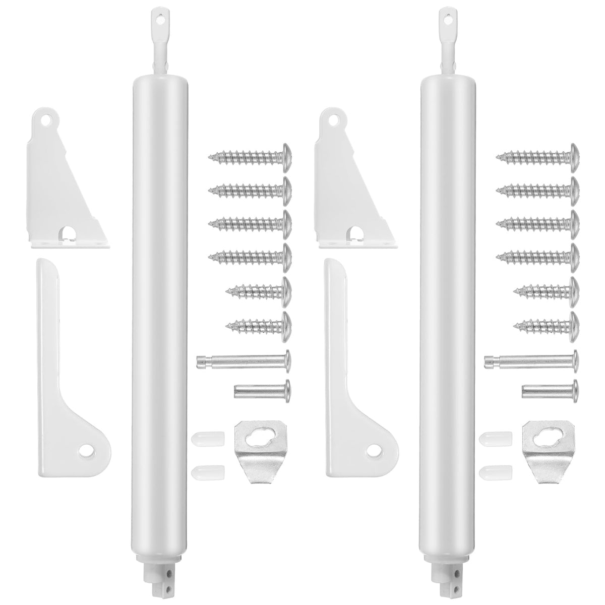 2 Set Heavy Duty Screen Door Closer, Durable Screen Door Spring Closer Shock Replacement System, Rust-Proof White Aluminum Alloy Easy to Install