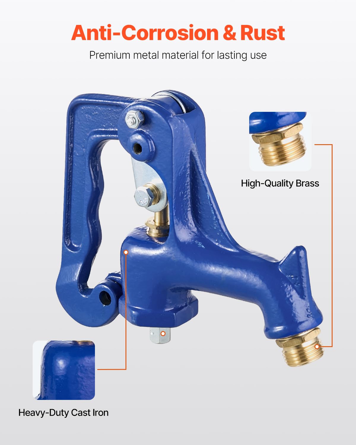 VEVOR Frost Free Outdoor Faucet, Freeze Proof Yard Hydrant Complete Head Assembly, with 1" NPT Galvanized Pipe Thread & 3/4" Hose Connection for Yard, Garden, Pasture Irrigation (Pipe Not Included)