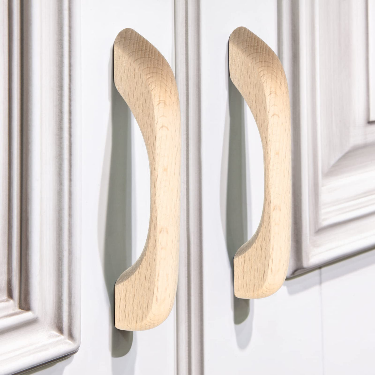 Chunful 30 Pcs Wood Drawer Pulls,Cabinet Pulls Handles, Wood Color