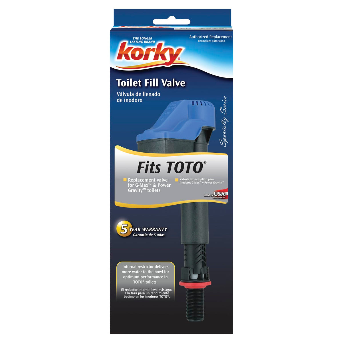 Korky Fits TOTO Toilet Fill Valve - Fits G-Max and Power Gravity Toilets