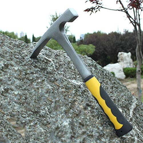 ZEONHEI 2 PCS 32 OZ 11.9 Inch Rock Pick Hammer, High Carbon Steel Brick Hammer with Non-Slip Shock Absorbing Grip, Polished Flat Head Geology Hammer for Mining