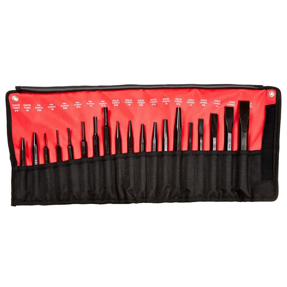 Mayhew Tools 61019 Punch and Chisel Set, 19-Piece, Black Oxide Finish