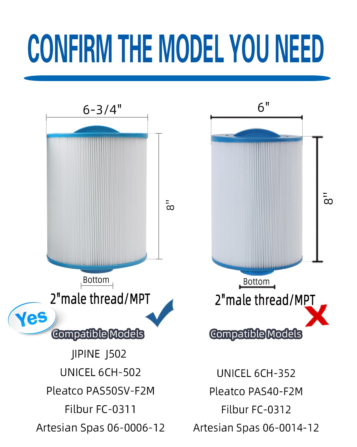 JIPINE PAS50SV Hot Tub Filter Replaces Artesian Spa Large Filter, 2 Pack