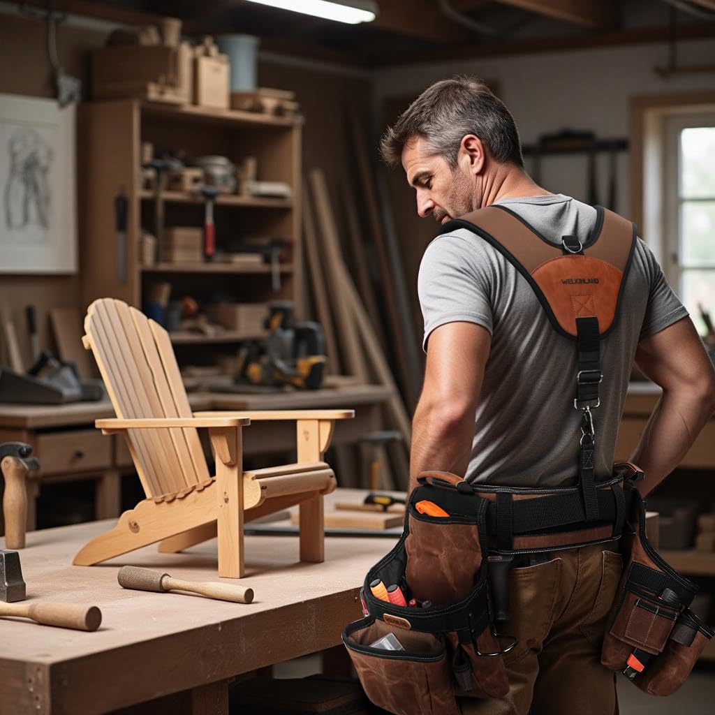 WELKINLAND Heavy-Duty Tool Belt Suspender, 3 Point Tool Belt Suspenders