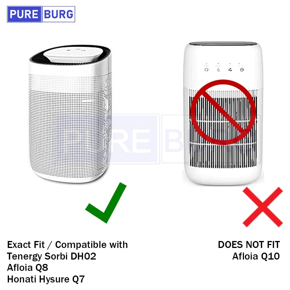 PUREBURG Replacement Filter Compatible with Afloia AQ8 Q8 & Honati Hysure Q7,Tenergy Sorbi 2-in-1 Dehumidifier (1000ML), 3-Pack HEPA