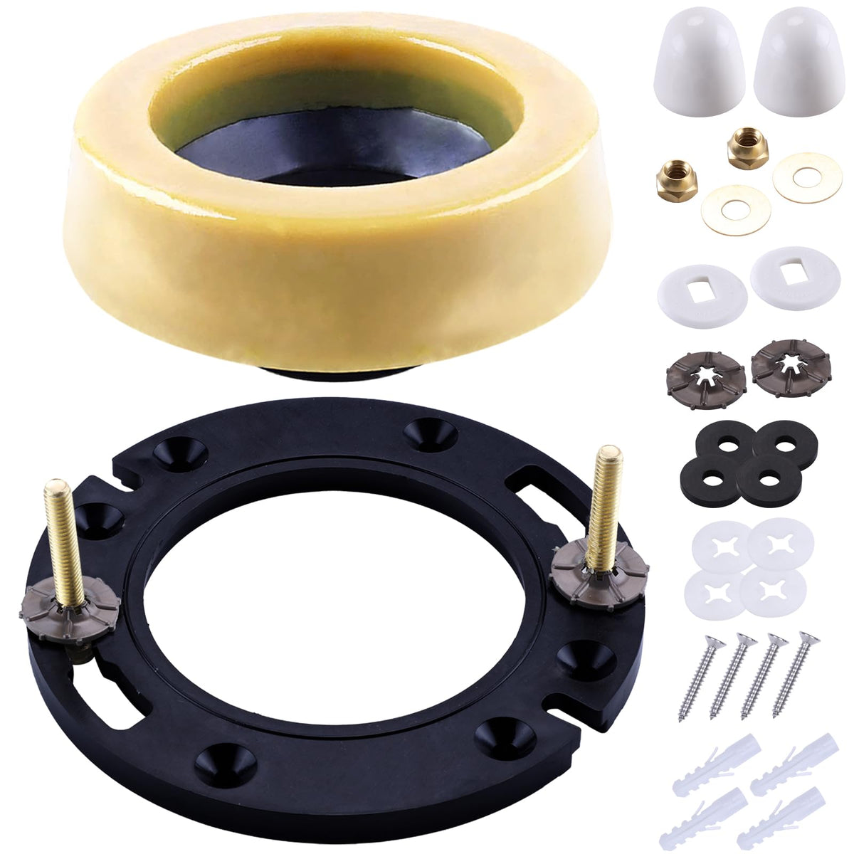 MENNTY Toilet Flange with Wax Ring Kit for 3 or 4 Inch Pipes