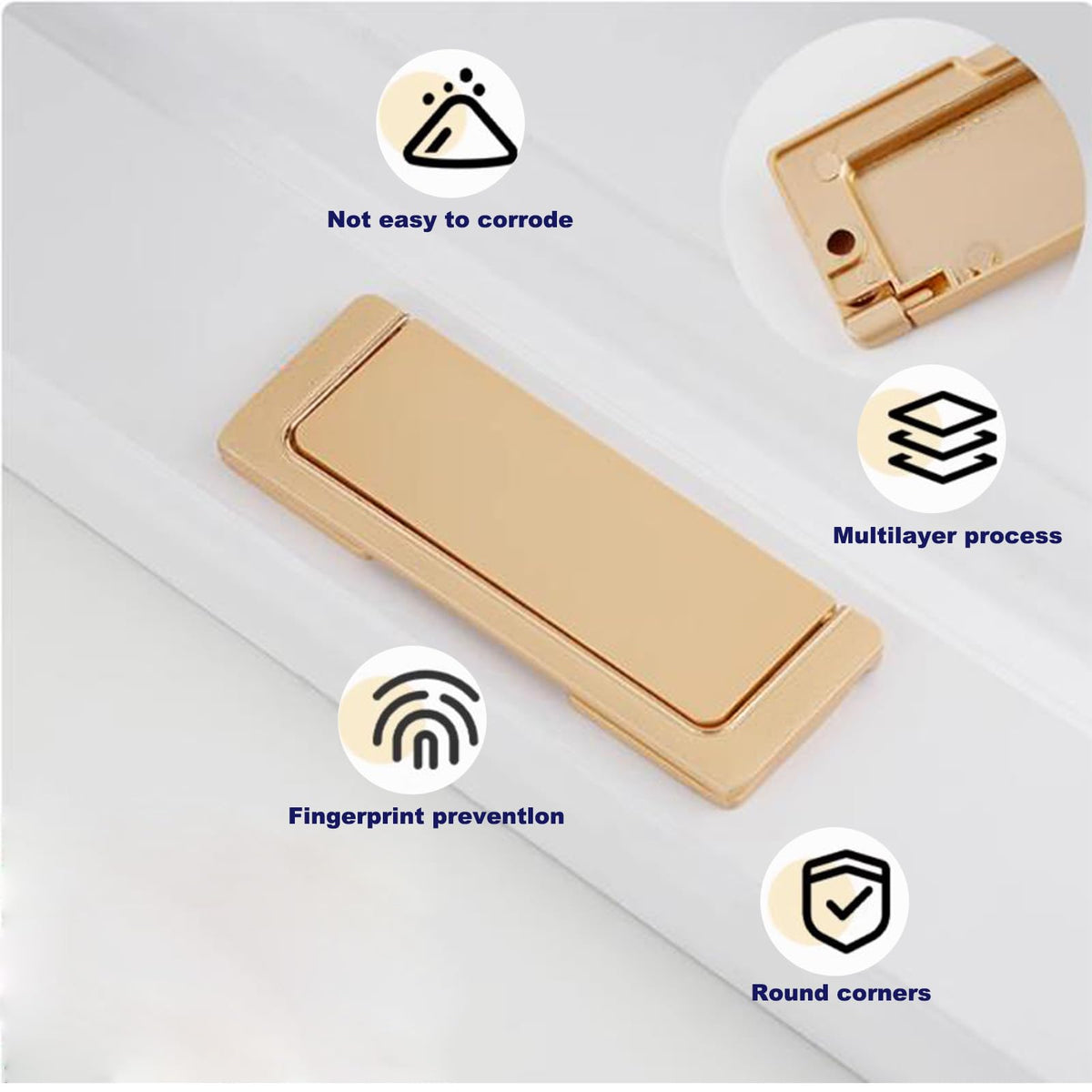 Li-TianFeng Flat Pull Handle Black 2PCS Hidden Installation Embedded Furniture Handle Invisible flip Drawer Handle Cabinet Door Pull Ring Handle with Screws