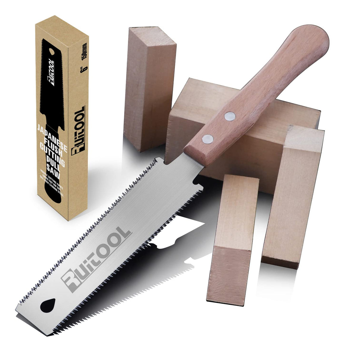 RUITOOL Japanese Hand Saw 6 Inch Double Edge Ryoba Pull Saw for Flush Cuts