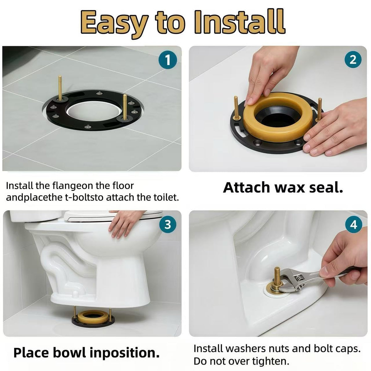 Toilet Flange Repair Kit with Wax Ring for Toilets Install or Leaking Toilet Wax Ring Replacement Kit Include Mounting Hardware Fits 3-inch or 4-inch Waste Lines