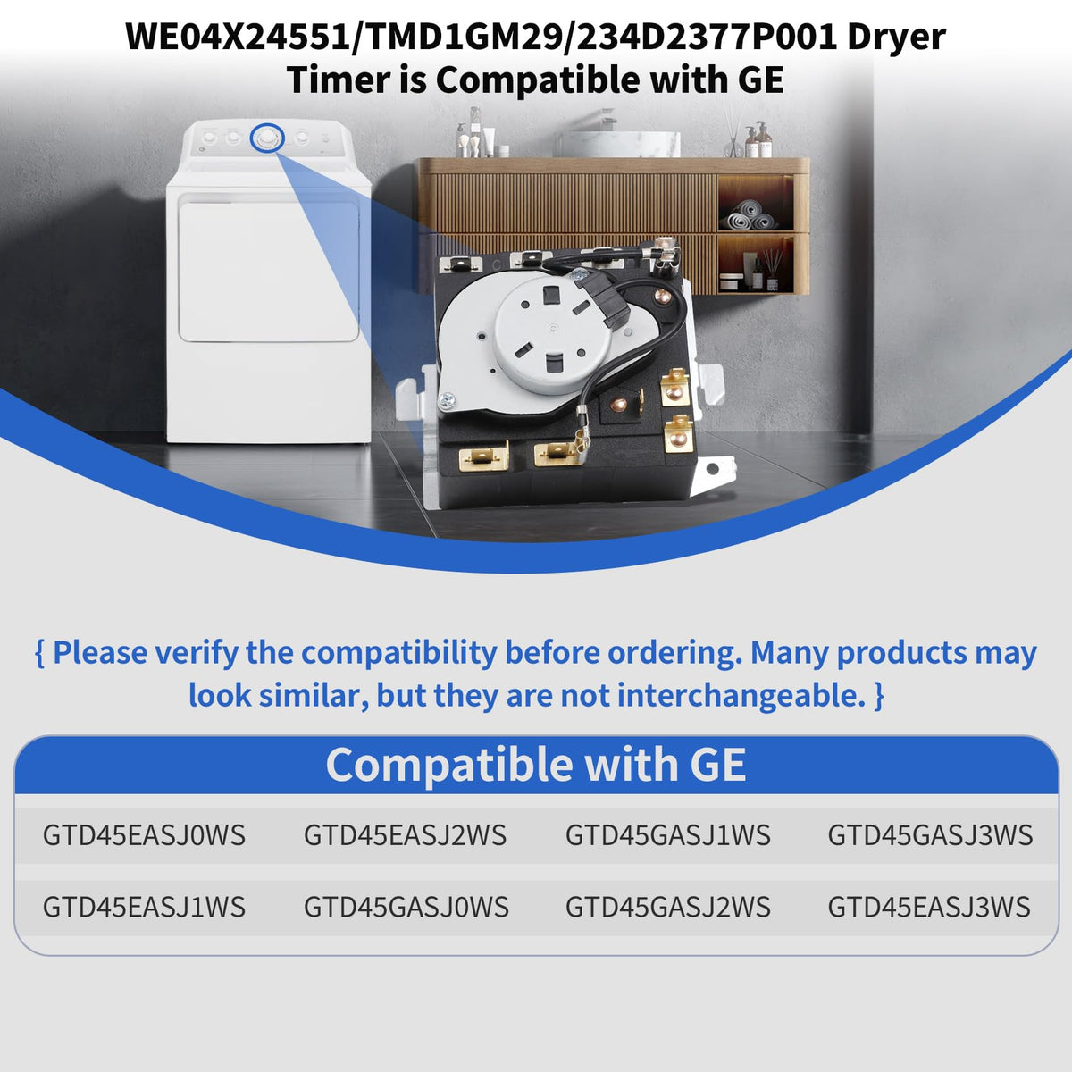 WE04X24551 234D2377P001 Timer Compatible with GTD45EASJ2WS GTD45GASJ1WS