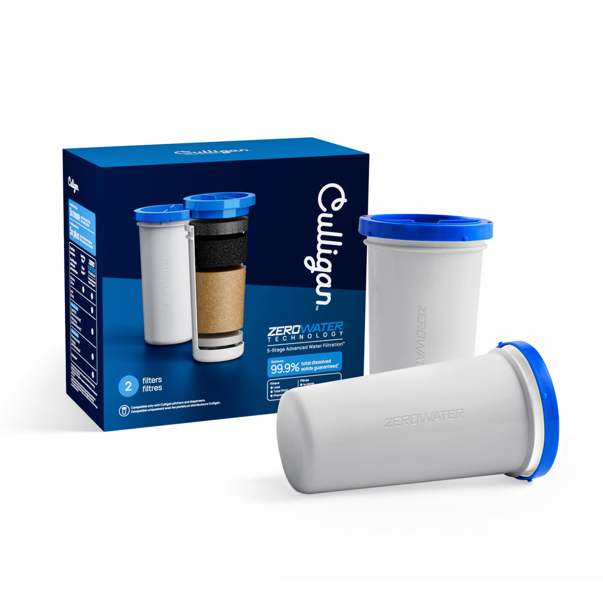 Culligan ZeroWater Replacement Water Filter Removes PFAS 2-Pack​