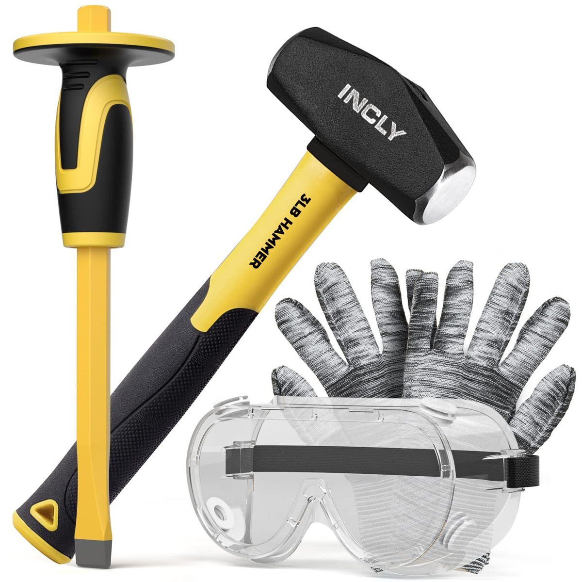 INCLY 4 PCS Geology Rock Pick Equipment Kit, Rock Hammer and Chisel Set