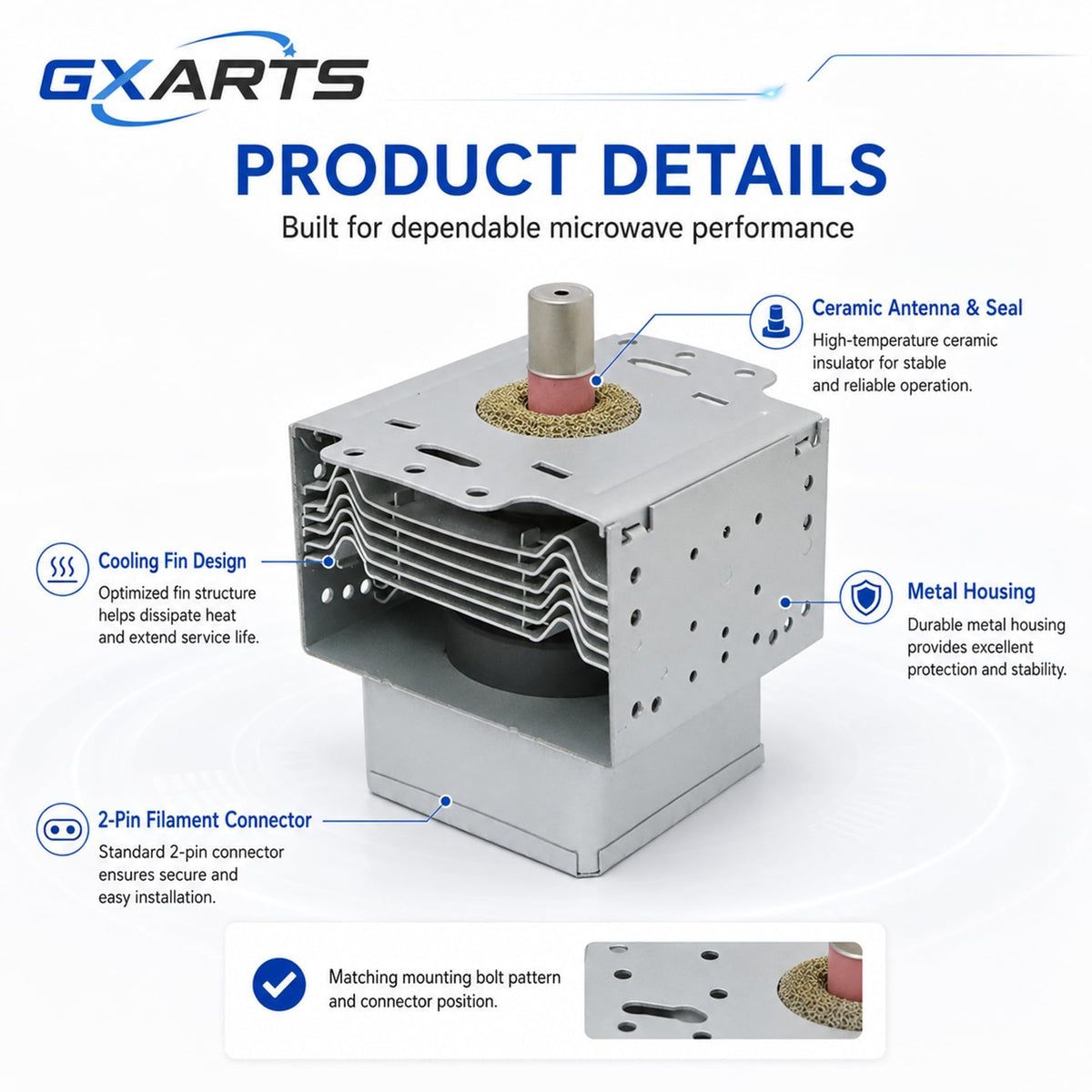 GXARTS Magnetron 6324W1A001B Fit for LG Microwave LRM1240ST MV1610ST