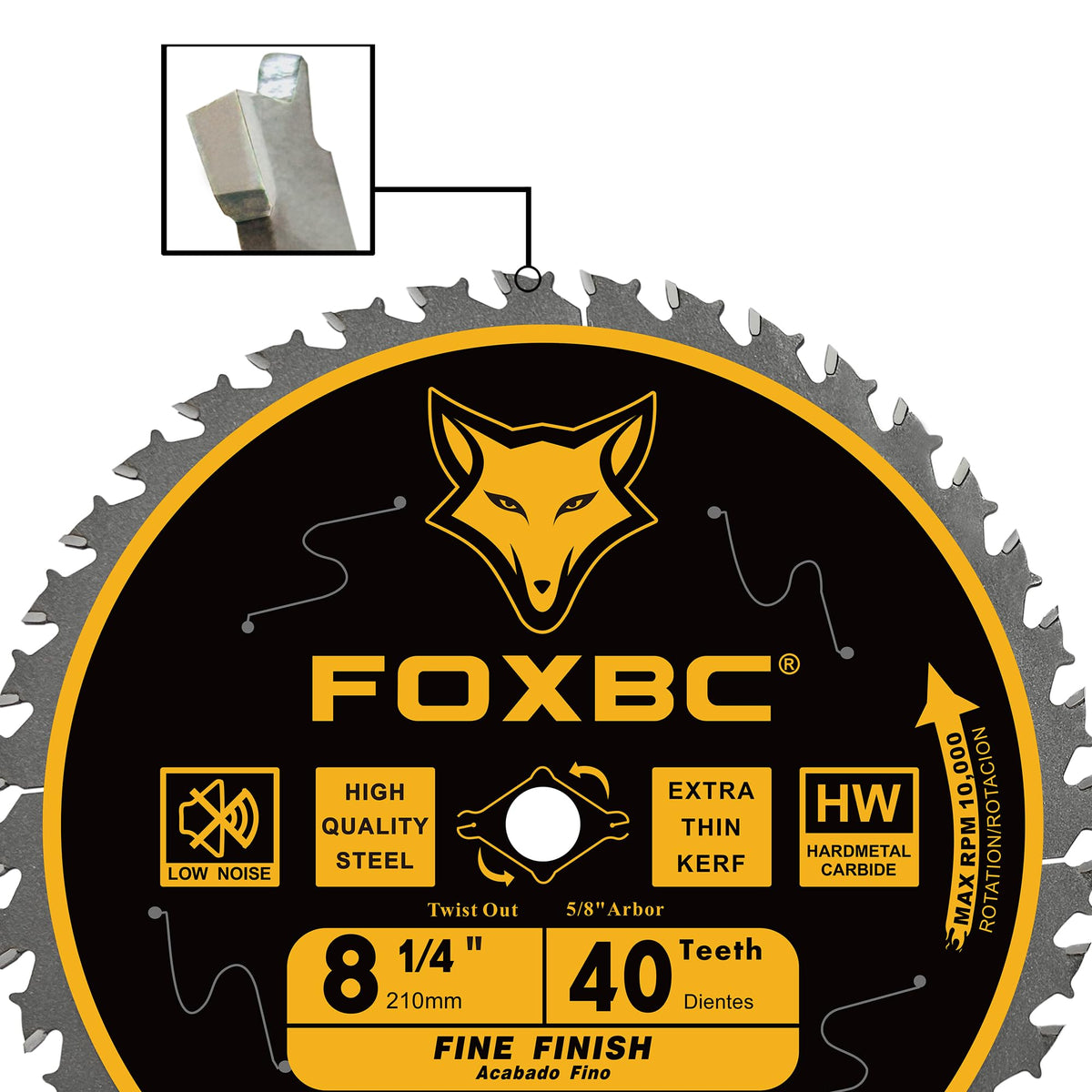 FOXBC 8-1/4 Inch Table Saw Blade 40 Tooth, Replacement for Freud Diablo D0840, DeWalt DWA181440 Finishing Circular Saw Blade, DeWalt Table Saw with 5/8" Arbor, Diamond Knockout
