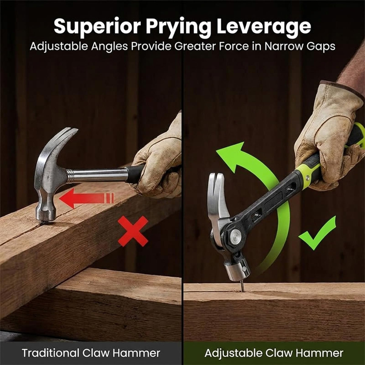 Sakerplus Multifunctional Adjustable Indexing Rip Claw Hammer